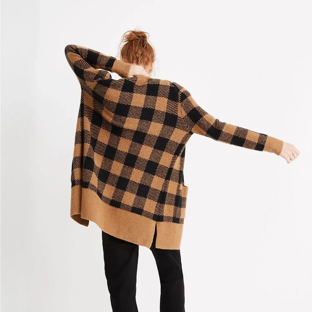 Madewell Buffalo Check Kent Cardigan Sweater in Coziest Yarn - Picture 3 of 8